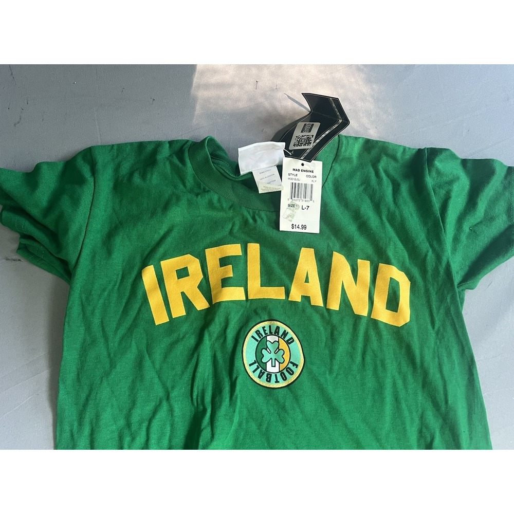 NWT Mad Engine Ireland Soccer Shirt Kids size L/G Green‎